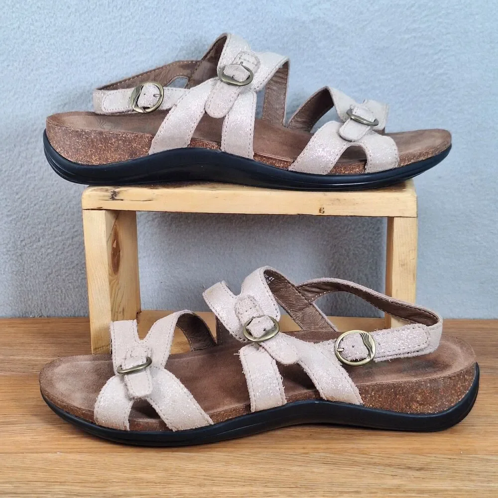 Dansko Jameson Women's 11 EU 41 Strappy Slingback Sandals Champagne Leather